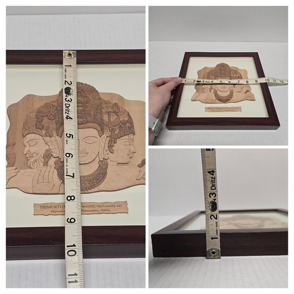 Framed Wood TRIMURTI ELEPHANTAE MAHESHA-MURTI handpicked Indian Art Picture - Picture 7 of 7